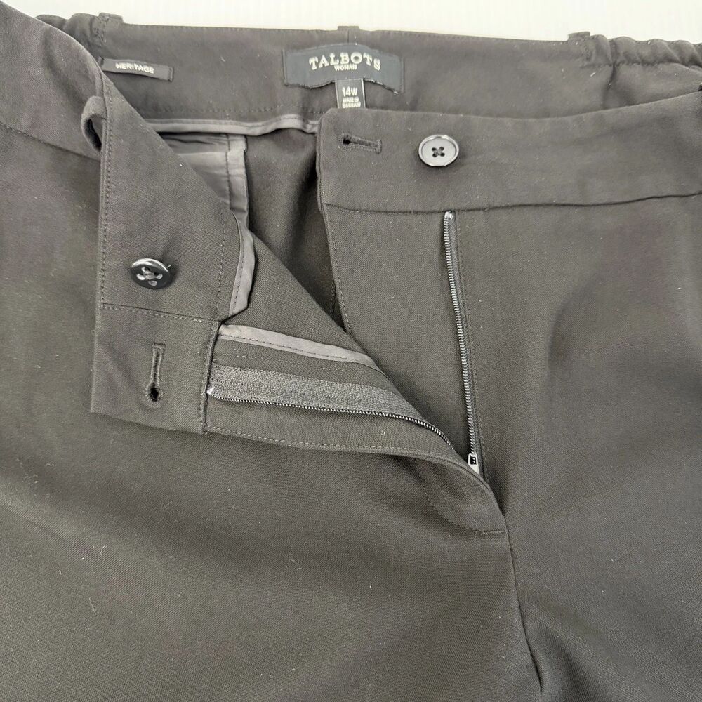 Talbots Heritage Pants Black Stretch Wide Leg Women's Size 14w (Fit 36x31) - Picture 5 of 12